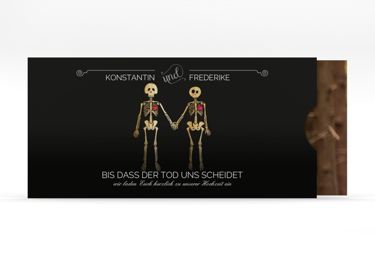 Hochzeitseinladung Bones Einsteckkarte schwarz