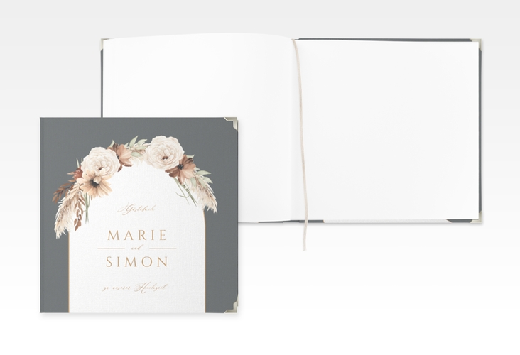 Gästebuch Selection Hochzeit Blumenbogen Leinen-Hardcover grau
