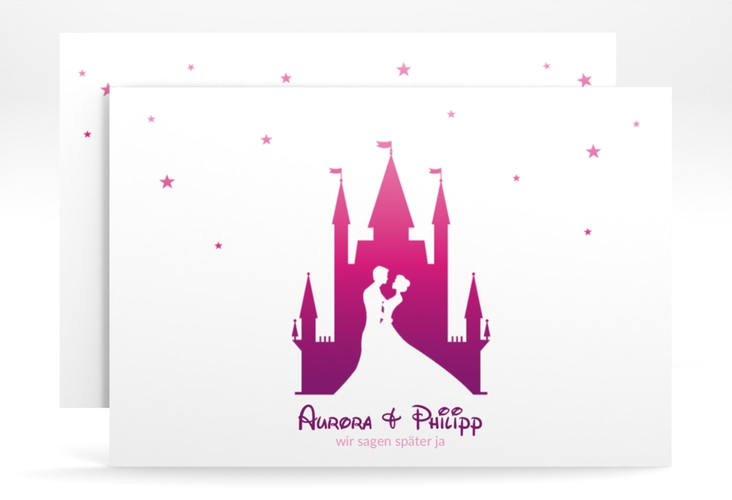 Change the Date-Karte Castle A6 Karte quer pink hochglanz