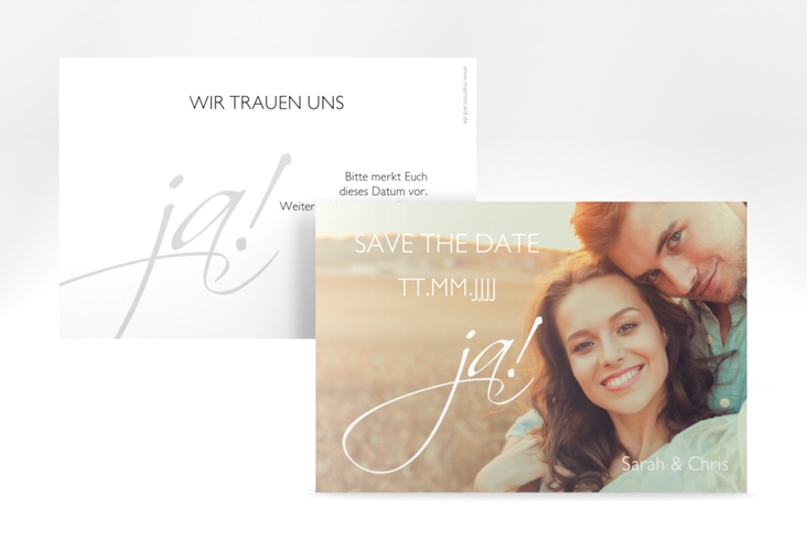 Save the Date-Karte Hochzeit Clarity A6 Karte quer weiss hochglanz