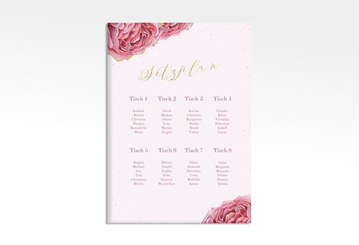 Sitzplan Leinwand Hochzeit Cherie 50 x 70 cm Leinwand rosa