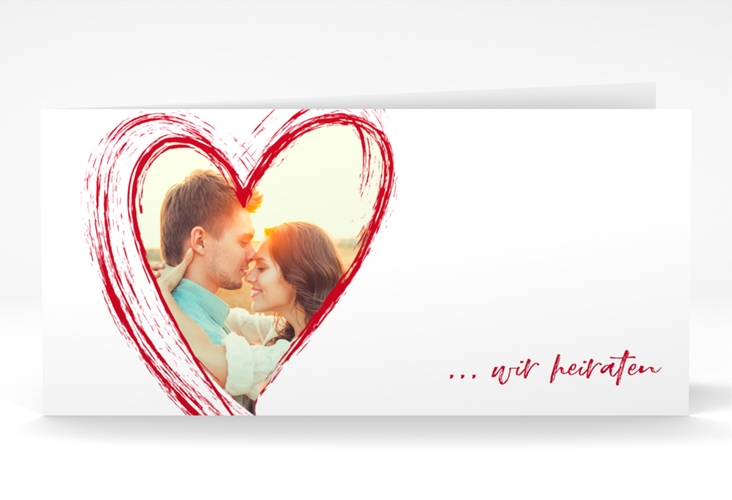 Hochzeitseinladung Liebe lange Klappkarte quer