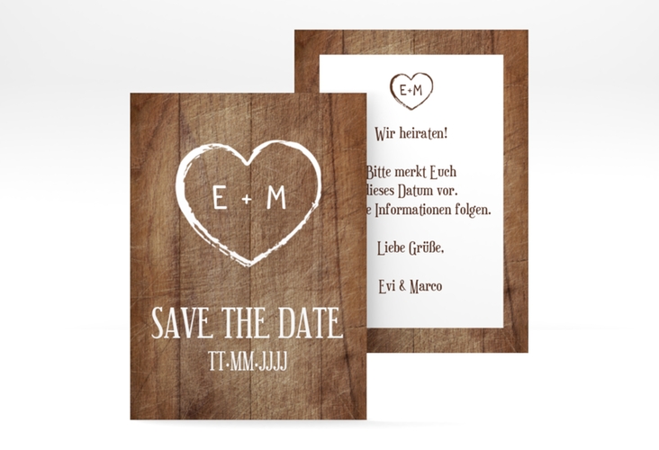 Save the Date-Visitenkarte Wood Visitenkarte hoch