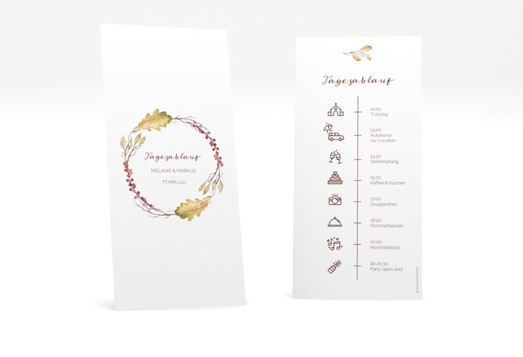 Tagesablauf Hochzeit Herbsthochzeit lange Karte hoch