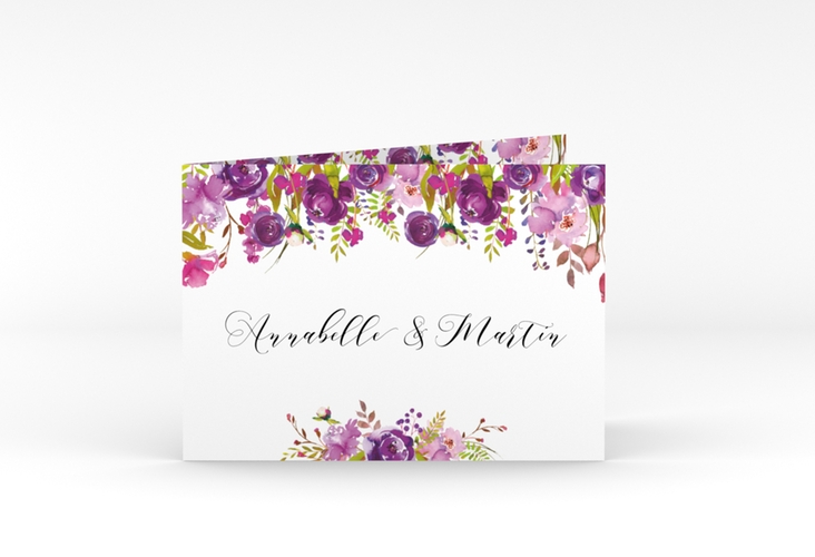 Dankeskarte Hochzeit Violett A6 Klappkarte quer hochglanz