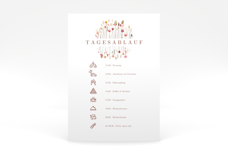 Tagesablauf Poster Hochzeit Driedflower 50 x 70 cm Poster weiss