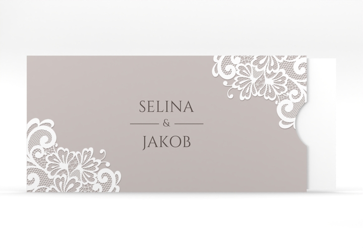 Hochzeitseinladung Vintage Einsteckkarte mit floraler Spitze