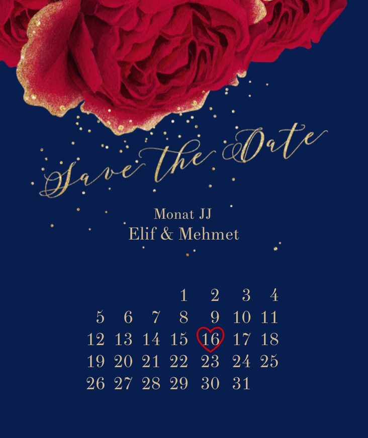 Save the Date-Kalenderblatt Cherie Kalenderblatt-Karte blau hochglanz