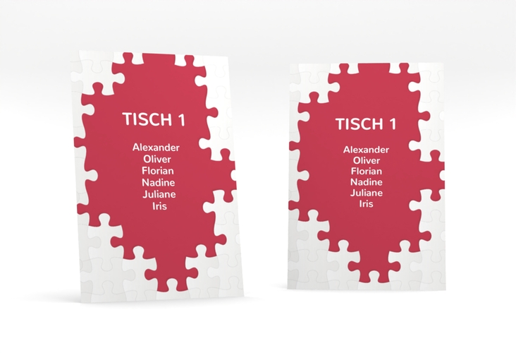 Tischaufsteller Hochzeit Puzzle Tischaufsteller rot
