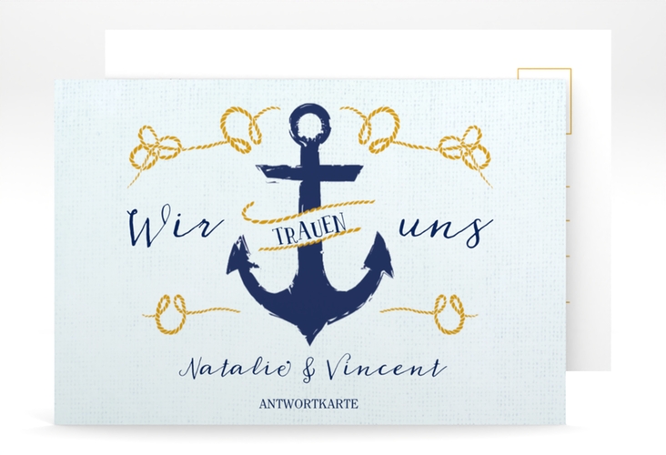 Antwortkarte Hochzeit Anker A6 Postkarte tuerkis