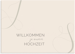 Willkommensschild Leinwand Eheschließung 70 x 50 cm Leinwand beige