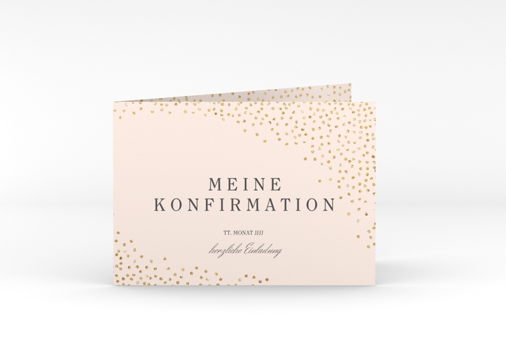 Einladung Konfirmation Glossy A6 Klappkarte quer rosa hochglanz