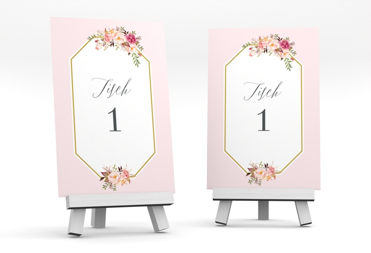 Tischnummer Hochzeit Prachtvoll Tischaufsteller rosa hochglanz