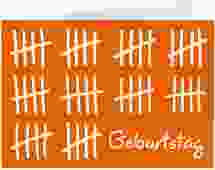 Einladung 50. Geburtstag Strichliste A6 Klappkarte quer orange