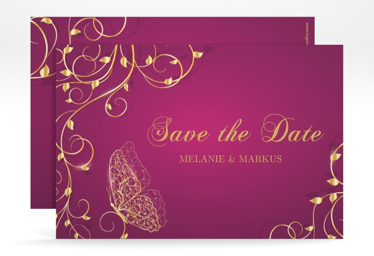 Save the Date-Karte Eternity A6 Karte quer pink hochglanz