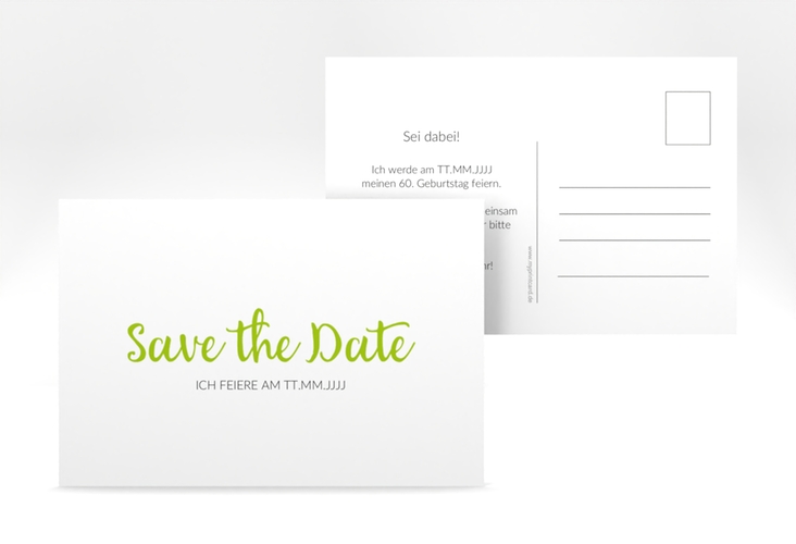 Save the Date-Postkarte Geburtstag Handwriting A6 Postkarte gruen