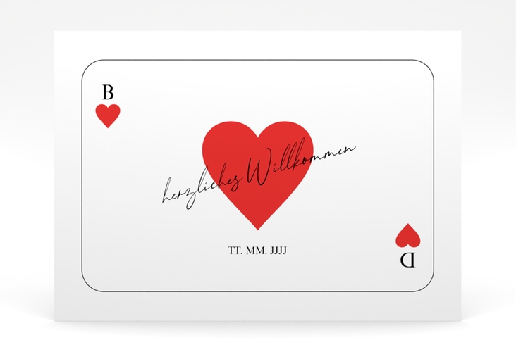 Willkommensschild Poster Kartenspiel 70 x 50 cm Poster im Herz-Ass-Design eines Kartenspiels