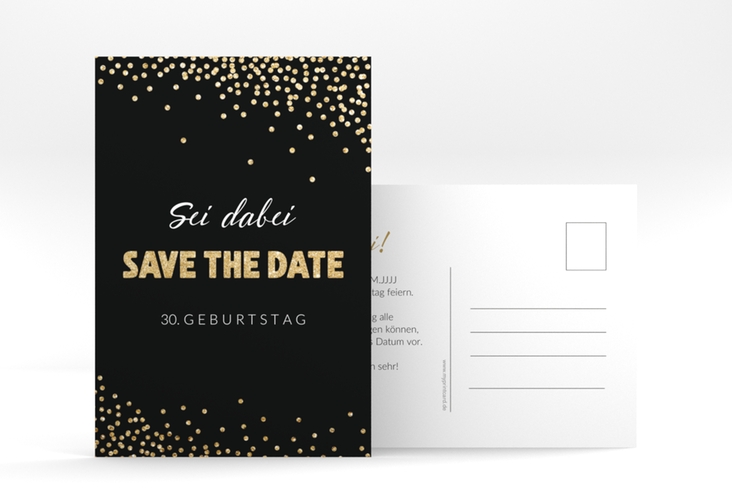 Save the Date-Postkarte Geburtstag Glitzer A6 Postkarte gold hochglanz
