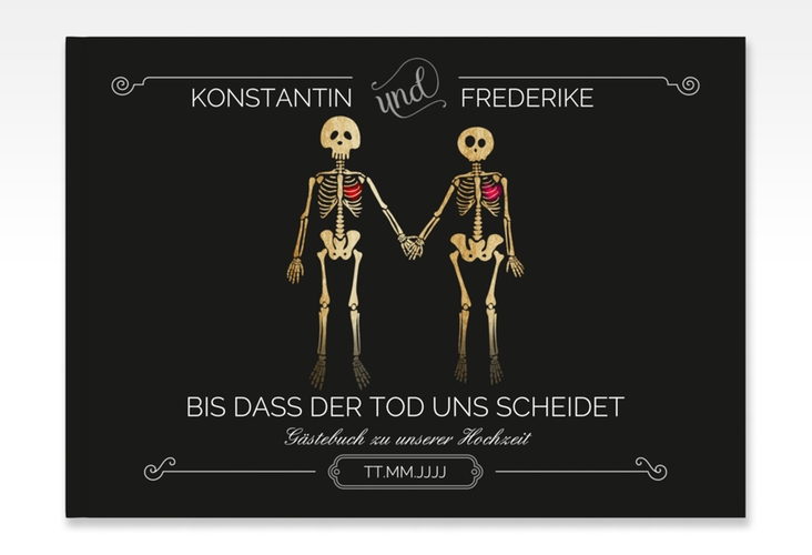 Gästebuch A4 quer Bones A4 quer, Hardcover schwarz
