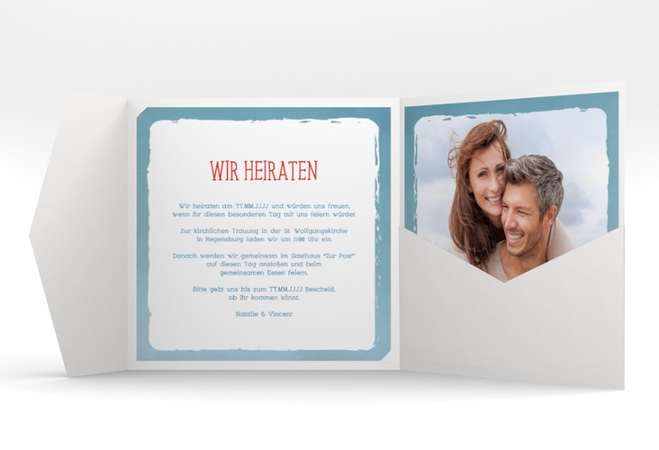 Hochzeitseinladung Ehehafen Pocketfold hochglanz