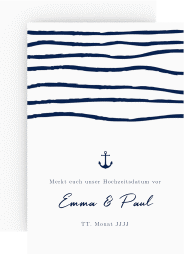 Klick: Details zu Save the Date-Karte "Liebesanker" anzeigen Save the Date-Karte Liebesanker A6 Karte hoch blau