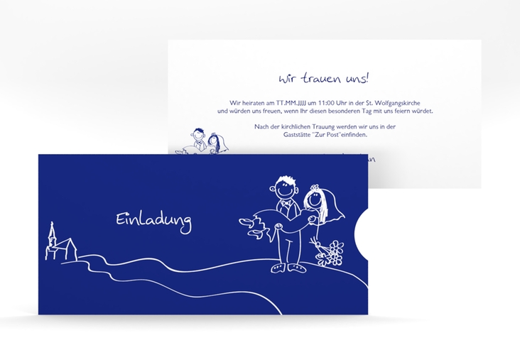 Hochzeitseinladung Pisa Einsteckkarte blau