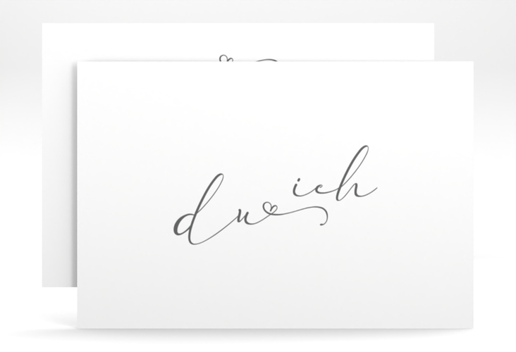 Save the Date-Karte Zweisamkeit A6 Karte quer weiss hochglanz im minimalistischen Stil mit Aufschrift du & ich