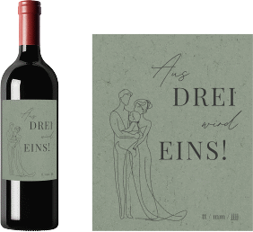 Weinetikett zur Hochzeit Vereint Etikett Weinflasche 4er Set gruen