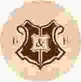 Aufkleber Hochzeit Zauberkunst Aufkleber, selbstklebend, rund beige mit Fantasy-Wappen, Siegel und Zauberschule