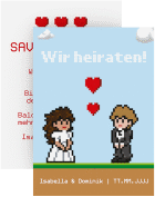 Klick: Details zu Save the Date-Visitenkarte "Pixel" anzeigen Save the Date-Visitenkarte "Pixel" Visitenkarte hoch blau