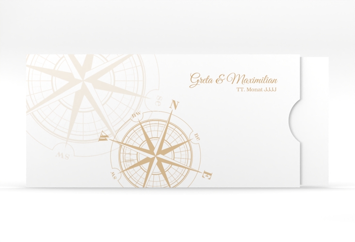 Hochzeitseinladung Windrose Einsteckkarte beige