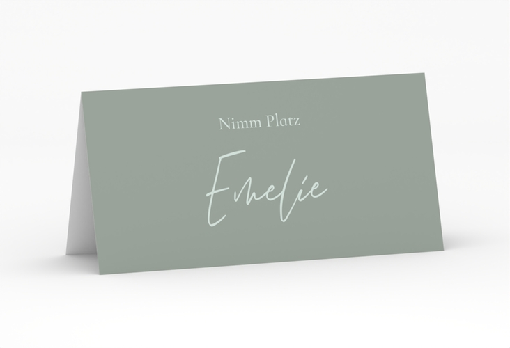 Tischkarte Hochzeit Day Tischkarten gruen mit Datum im minimalistischen Design