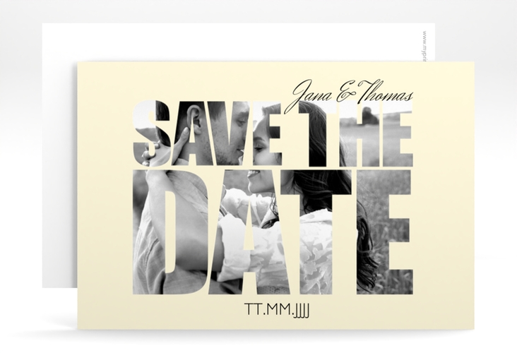 Save the Date-Karte Hochzeit Letters A6 Karte quer beige hochglanz