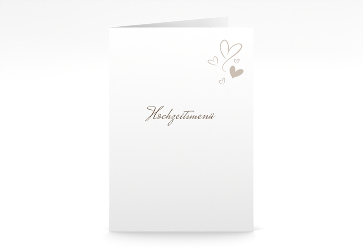 Menükarte Hochzeit Purity A5 Klappkarte hoch weiss