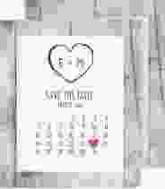 Save the Date-Kalenderblatt "Wood" Kalenderblatt-Karte weiss