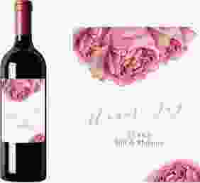 Weinetikett Hochzeit Cherie Etikett Weinflasche 4er Set rosa