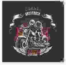 Gästebuch Selection Hochzeit Biker Leinen-Hardcover schwarz mit Rocker-Paar auf Motorrad