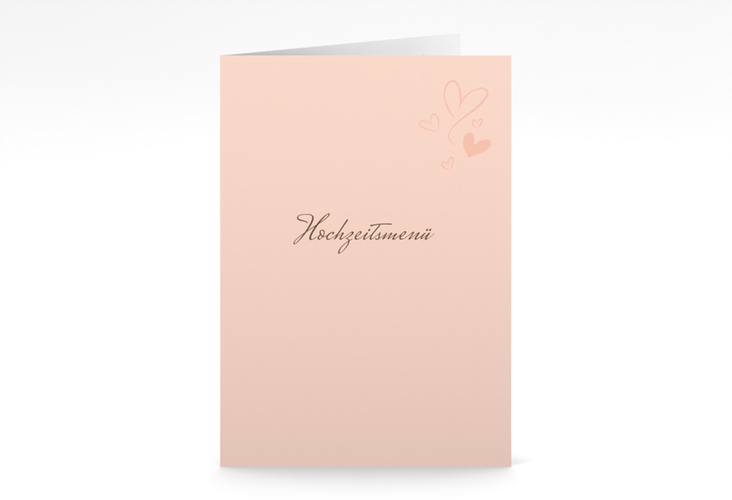 Menükarte Hochzeit Purity A5 Klappkarte hoch apricot