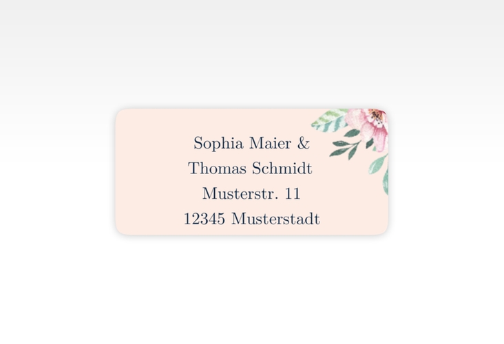 Absenderetikett Hochzeit Blooming 45,7 x 21,2 mm rosa