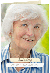 Einladung 80. Geburtstag Happy A6 Klappkarte hoch beige