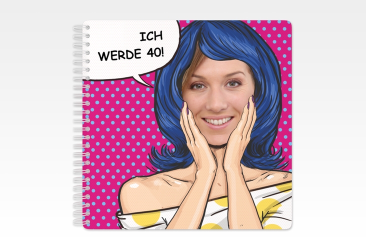 Gästebuch Geburtstag Popart Woman Ringbindung