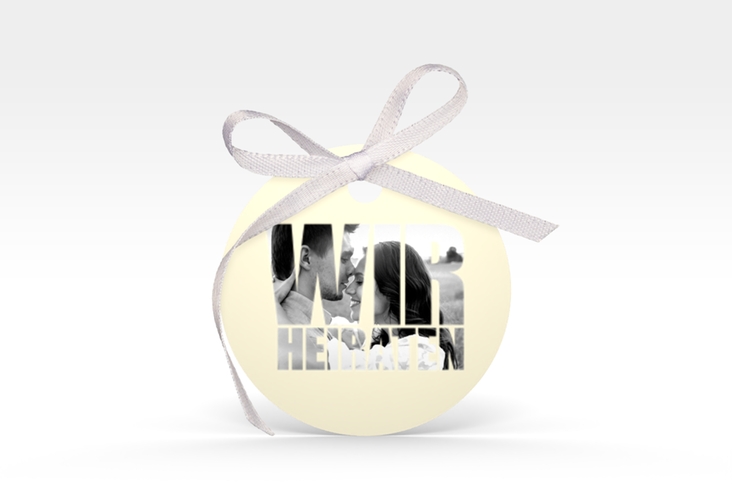 Geschenkanhänger Hochzeit Letters Geschenkanhänger, rund beige