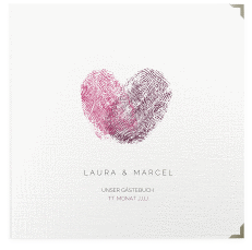 Klick: Details zu Gästebuch Selection Hochzeit "Fingerprint" anzeigen Gästebuch Selection Hochzeit Fingerprint Leinen-Hardcover pink schlicht mit Fingerabdruck-Motiv