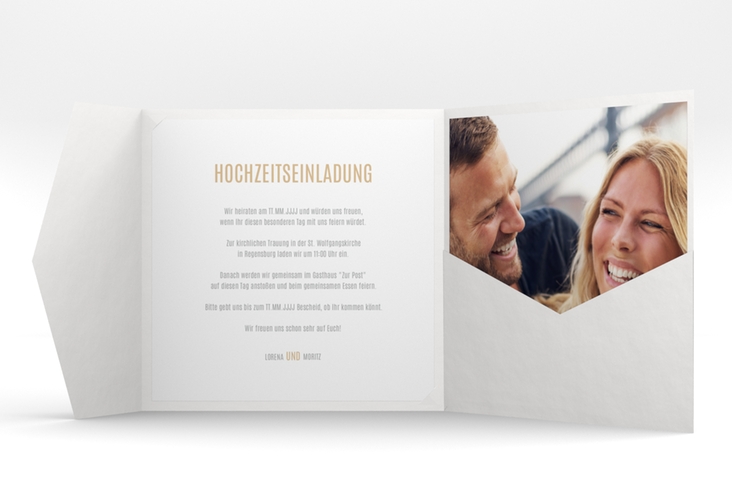 Hochzeitseinladung Memory Pocketfold beige hochglanz
