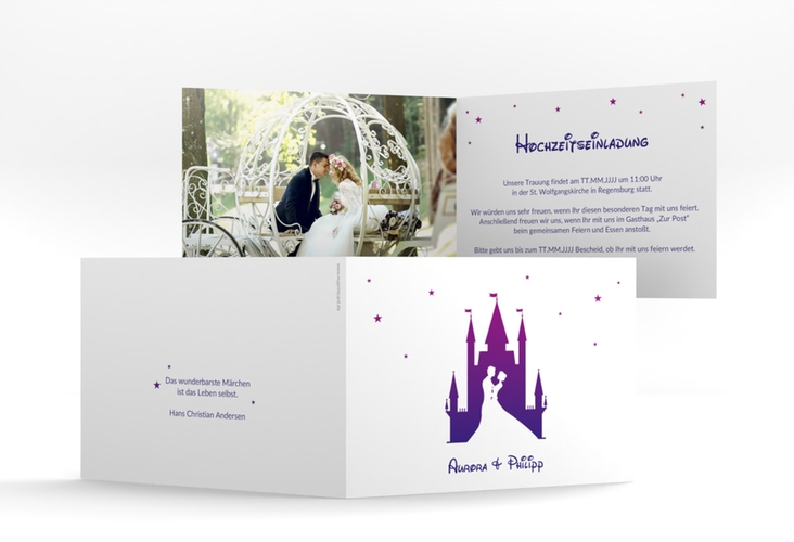 Hochzeitseinladung Castle A6 Klappkarte quer