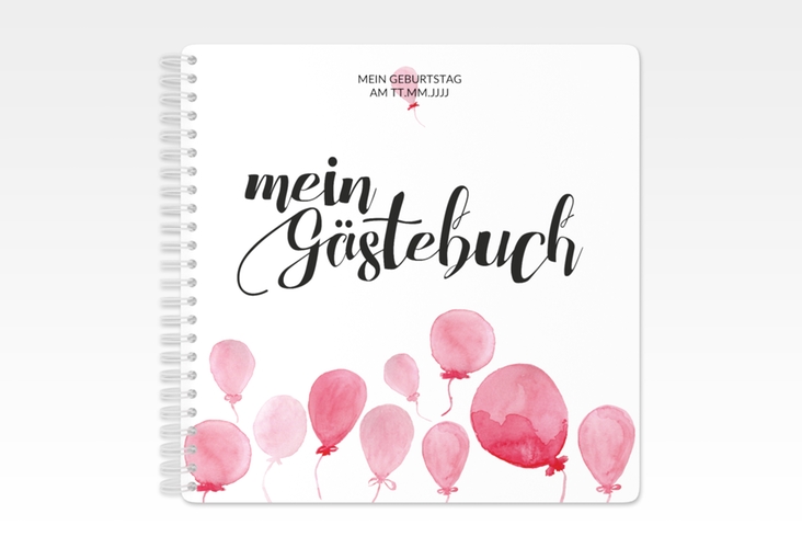 Gästebuch Geburtstag Ballon Ringbindung rot