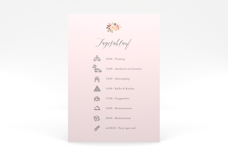 Tagesablauf Poster Hochzeit Prachtvoll 50 x 70 cm Poster rosa