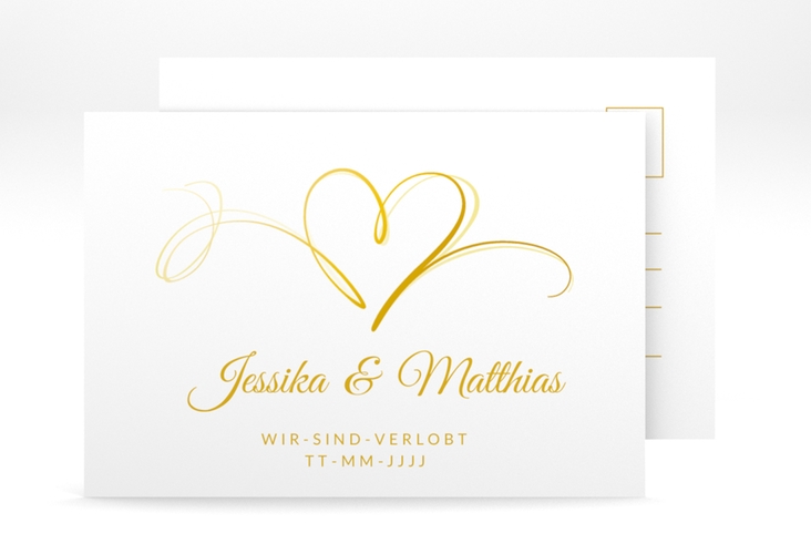 Verlobungskarte Hochzeit Envie A6 Postkarte gold