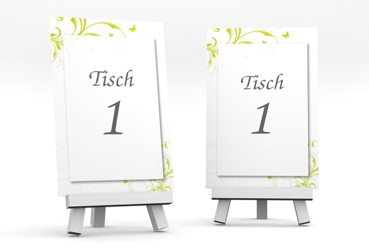 Tischnummer Hochzeit Palma Tischaufsteller gruen