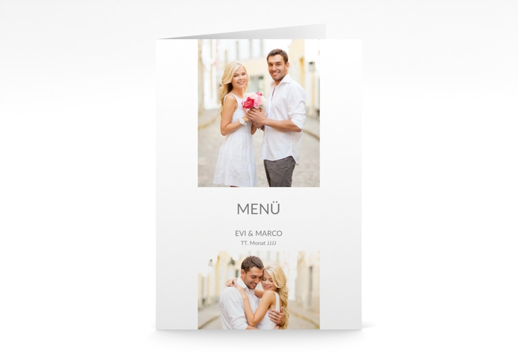 Menükarte Hochzeit Vista A5 Klappkarte hoch weiss